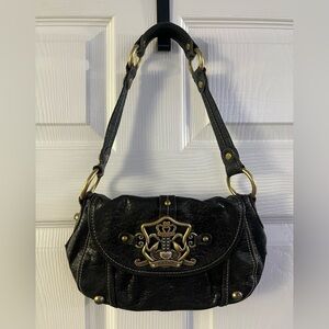 Kathy Van Zeeland Black Shoulder Bag with Ornate Metalwork